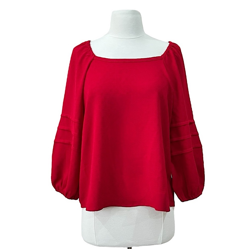 89th & Madison Red Peasant Sleeve Blouse